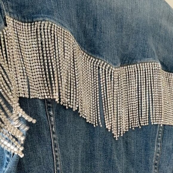 Levi's Denim Jacket with Custom Rhinestone Fringe, Size Small - Picture 4 of 4